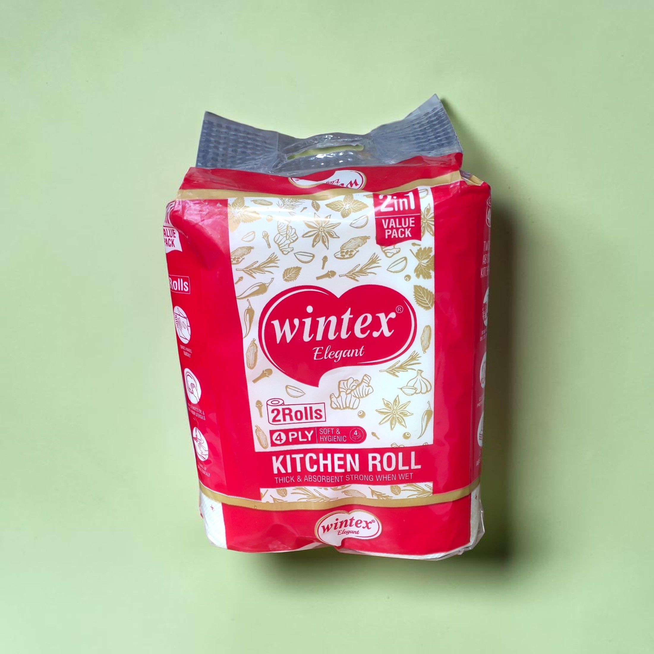 Wintex ELEGANT 4 Ply Kitchen Paper Rolls(2 packs of 2 Rolls, Total 4 Rolls)