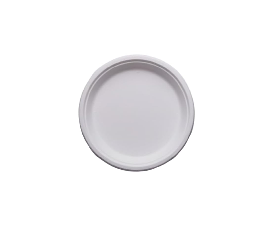 Ecolates Natural Disposable & Compostable 100% Eco-Friendly 09 Inch" Round Party Plate made from Sugarcane Bagasse Pulp(Pack Of 25 Plates)