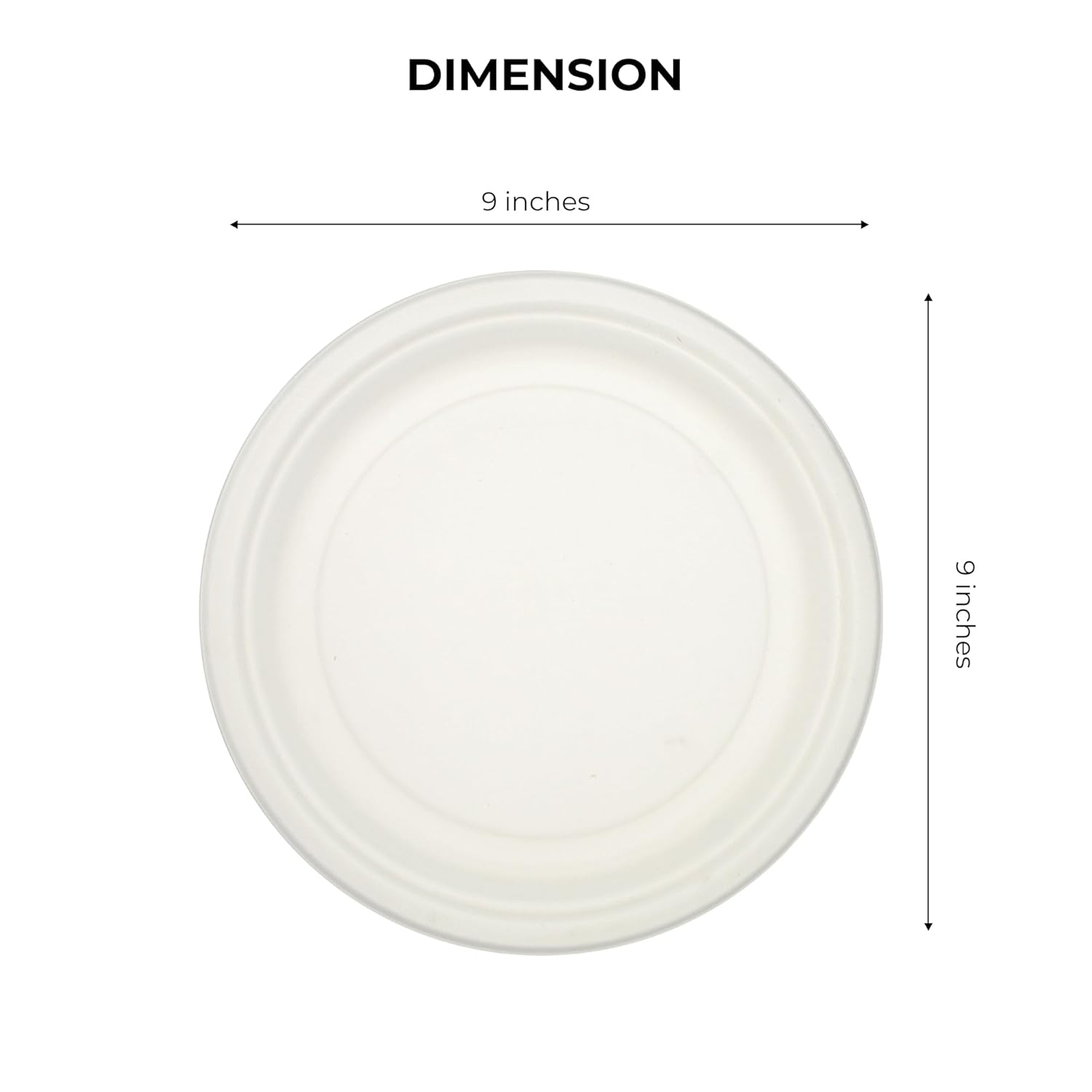 Ecolates Natural Disposable & Compostable 100% Eco-Friendly 09 Inch" Round Party Plate made from Sugarcane Bagasse Pulp(Pack Of 25 Plates)