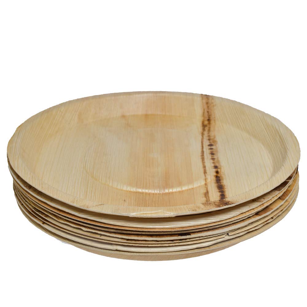 Areca Leaf Natural Disposable & Compostable 100% Eco-Friendly 12 Inch" Round Party Plate (Pack Of 10 Plates)