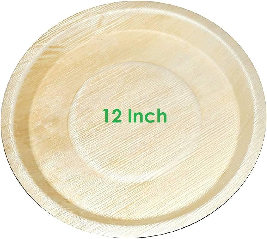 Areca Leaf Natural Disposable & Compostable 100% Eco-Friendly 12 Inch" Round Party Plate (Pack Of 10 Plates)