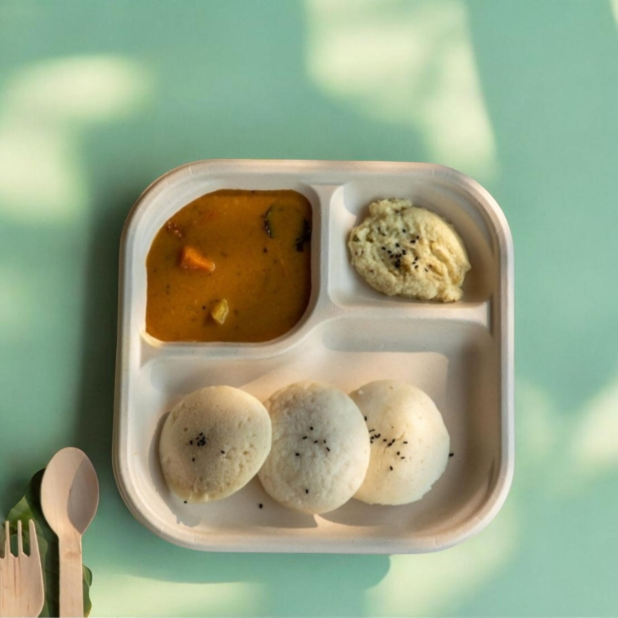 Leak-Proof 3 Compartment Disposable Plates (25 pcs)